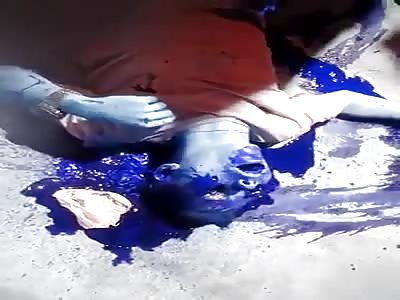 Blue Blood? Dead man with several shots but what the fuck is that blue color?