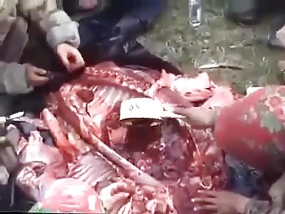People eating raw meat