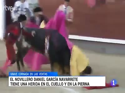 Bullfighter Savagely Gored Through The Throat On His Debut