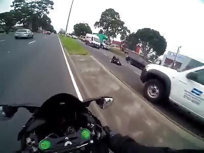 Biker Witnesses Horrific Accident When Man Gets Out Of His Vehicle