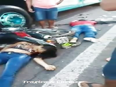 Couple with bike hit by bus