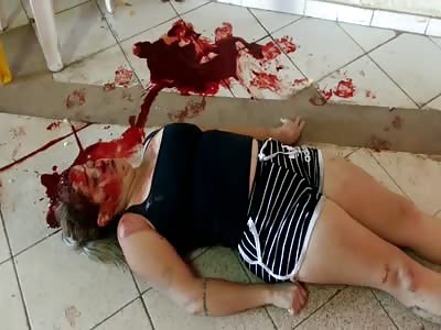 Woman agonizing after take 1 headshot and shot on the face
