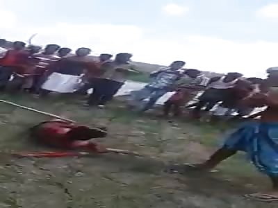Villagers beat man with wooden cleats