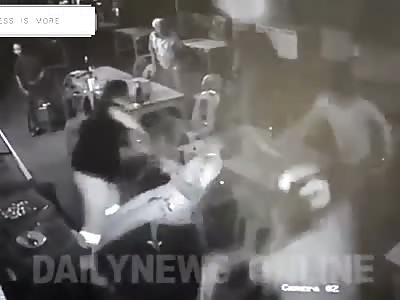 Brutally beating in gas station