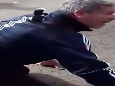 man has a knife nailed to his back
