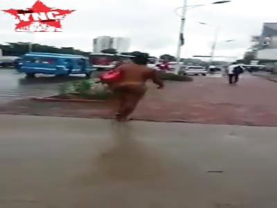 witch lady  paraded naked on the street