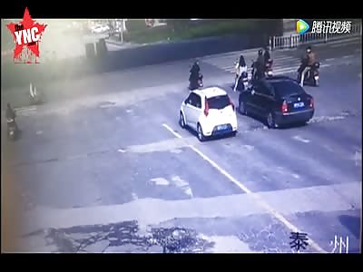 car crashed into many electric drivers 