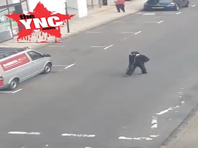 in  Birmingham England   unarmed cops chasing machete-wielding man