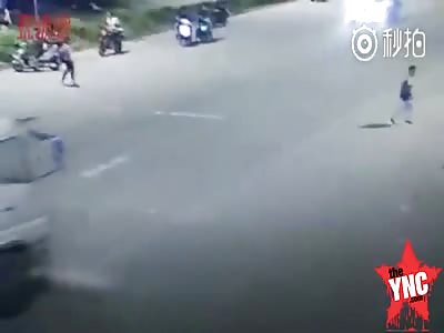 in Guangdong  a car drives into many students