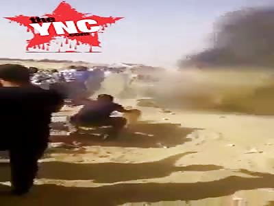 car crash in Libya people burning alive inside 