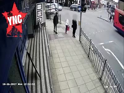 in England  Northampton robbery shows a thief yanking a woman's handbag away from her before running away.