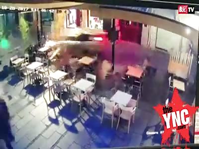 man deliberately drove his car into a bar in  Serbia