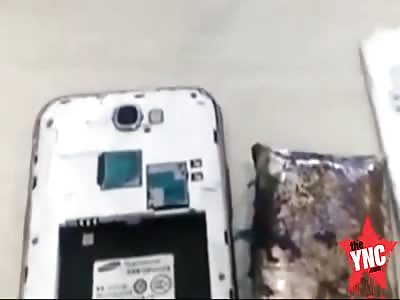 a Samsung phone explodes like a firework