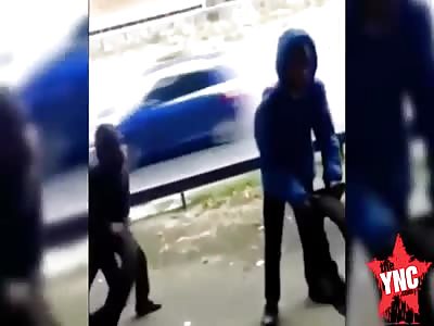 hooded youths throwing TYRES onto M4  in front of speeding traffic in England