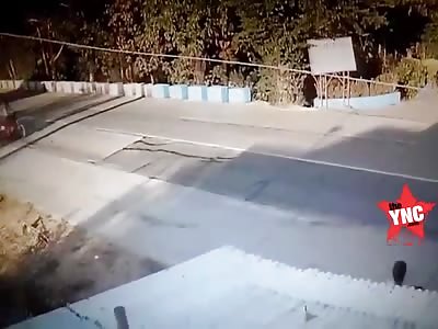 bike crashed into a man on his tricycle in the Philippines 