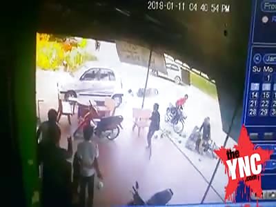 a bike  crashed into another bike in Cambodia 