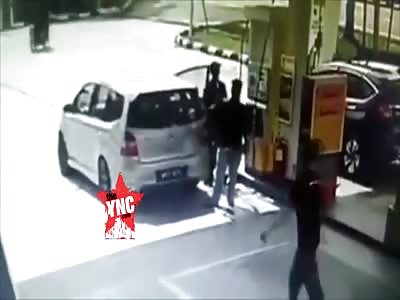 fire accident at the petrol station in  Malaysia 