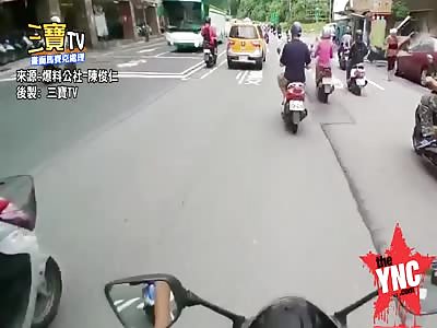 fatty gets hit by a bike in Taiwan 