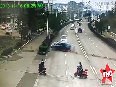 funny accident with mr Chen and his  Dongfeng sedan in  Zhejiang Pujiang