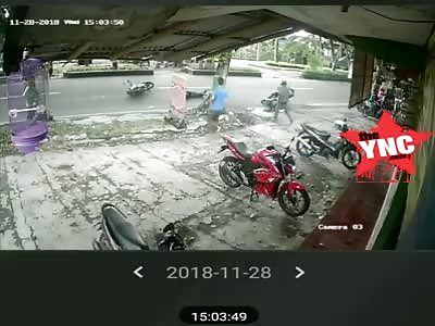 two bikes collided  into each other in  Jl. KRT PringgodiningratKabupaten Sleman, Daerah Istimewa Yogyakarta