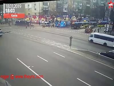 accident in Ukraine  Mitsubishi vs bus