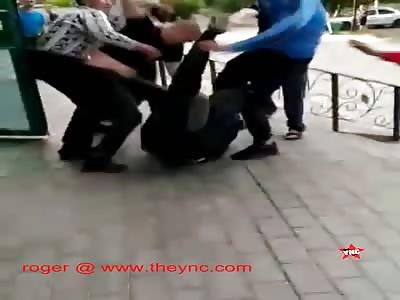 wtf guard fights men over medical masks in Kazakhstan