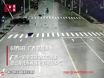 motorcycle driver dies in a nice accident in Dongxing City
