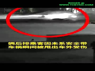 Two people were ejected from there car in Zhejiang