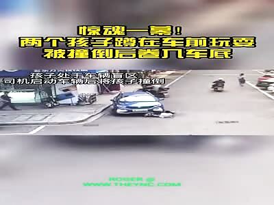 two children were run over by a car in Jinhua City
