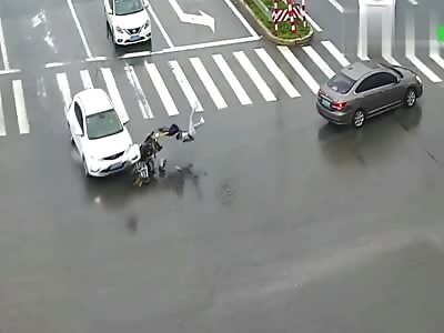 A car crash into Mr.Wu in Linhai City