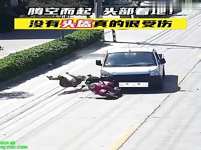 Wang on his electric bicycle was hit by a Truck in Taizhou
