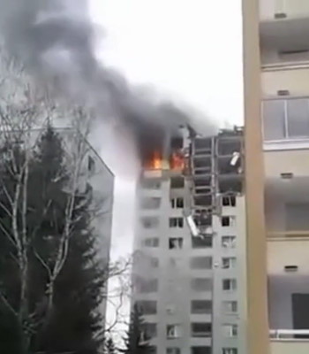 Man Falls from Apartment Building Burning Due to Gas Explosion in Slovakia