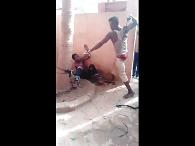 Thief is Beaten by Villager With a Whip