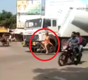  Woman on Bicycle Crushed by Truck