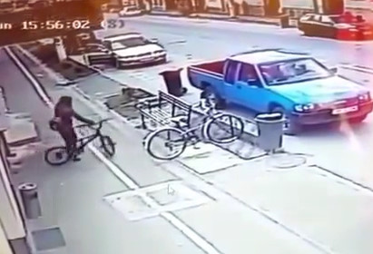 Girl on BMX Bike Gets Struck by Car