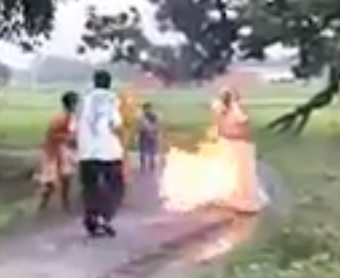 Old Woman Burns Herself in Front of Family due to Land Dispute  