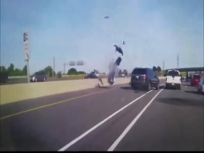 Motorcyclist hits SUV and gets killed.