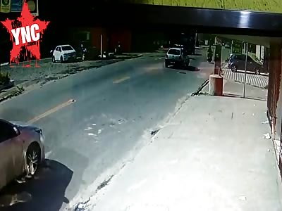 Motorcyclist's passenger is shot dead and does a backflip off the motorbike