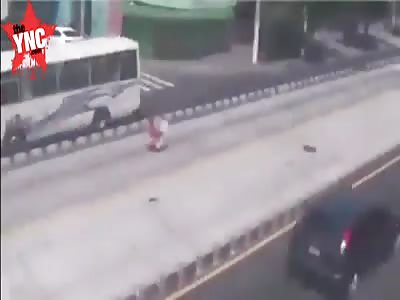 Woman run over by a truck
