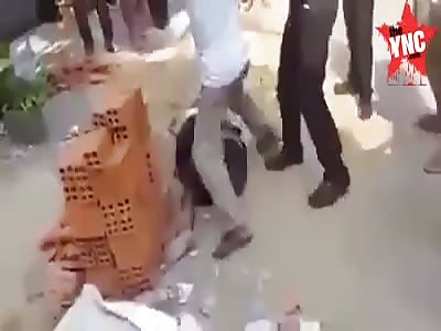 Thiefs head hit with bricks and brutally stomped and another beaten