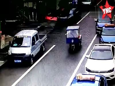 Car crushes a motorcyclist