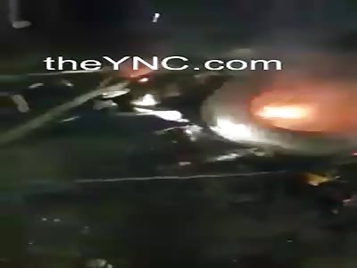 Burning thug hacked with a machete