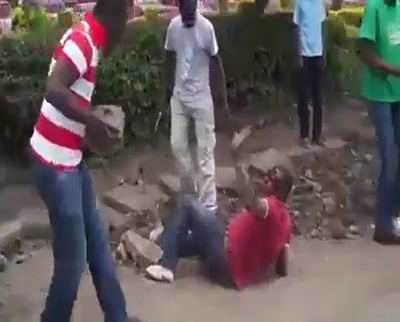 Thief Brutally Beaten and Hit with Rocks