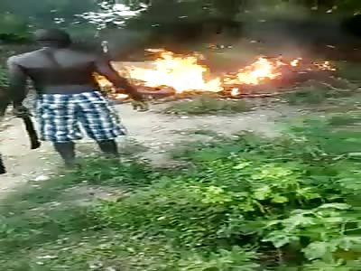 Thief Burned by Angry Mob
