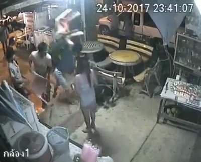 Drunk Man Viciously Attacked and Beaten with Chairs