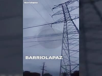 Another View of Mans Suicide From Electric Tower in Colombia