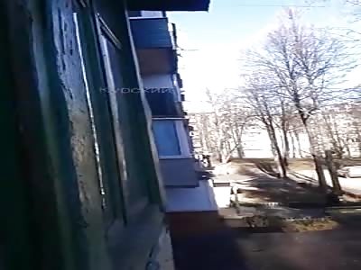 Russian Junkie Jumps from the Building