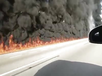 Aftermath of Man Burned to a Crisp in Petrol Tanker Accident