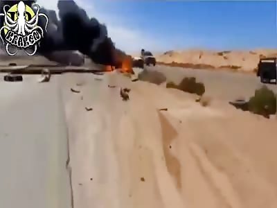 The MiG-29 burned a military convoy of the Misrata terrorist militia
