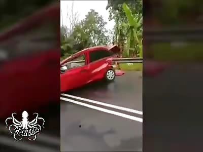 brutal vehicle accident, crushed to death